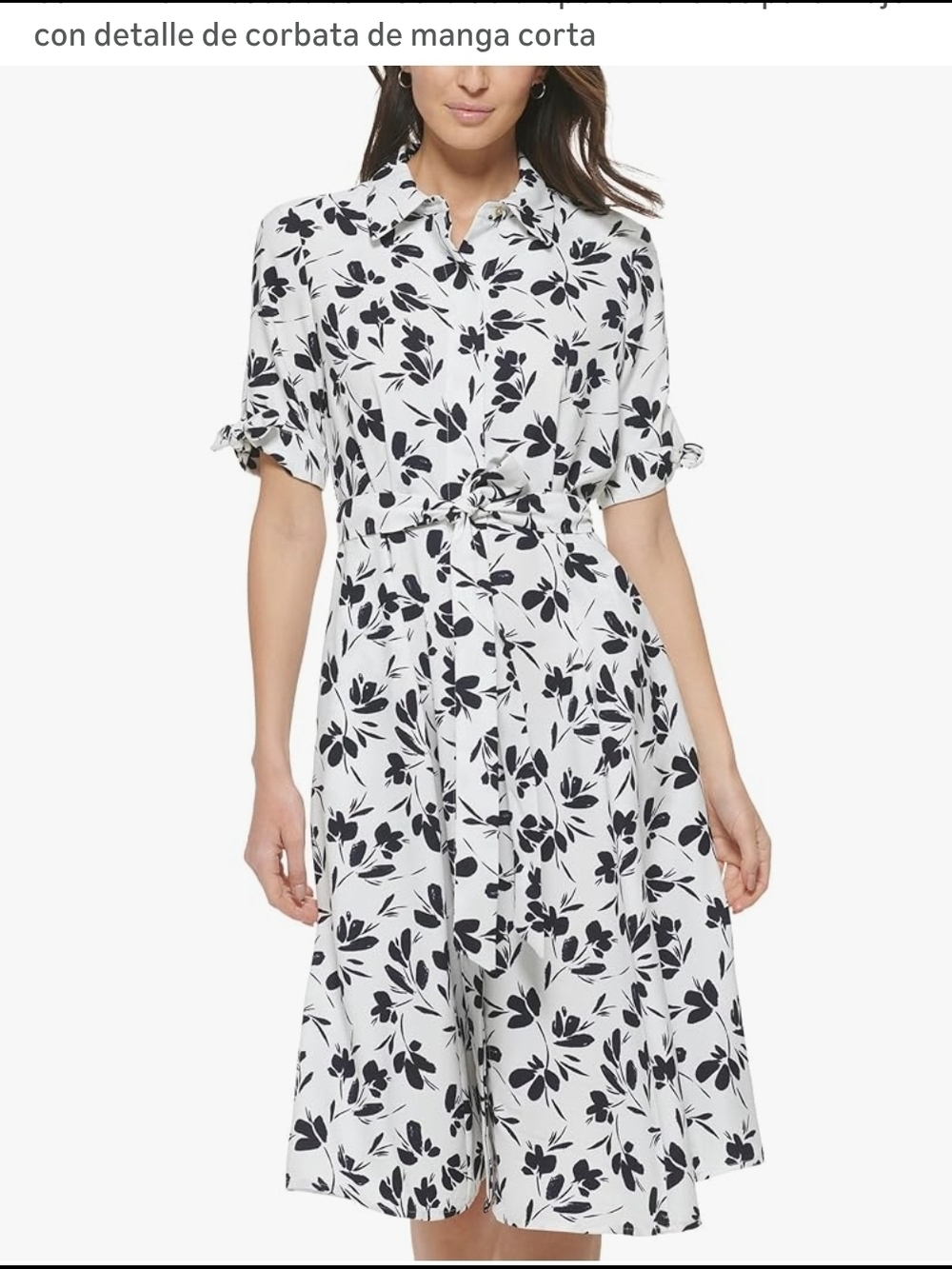 Calvin Klein White Top with Navy Floral Print